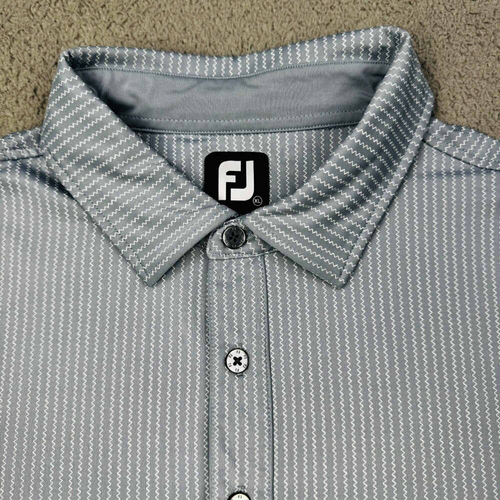 FOOTJOY Shirt Mens Extra Large Gray Geometric Golf Polo Casual Performance